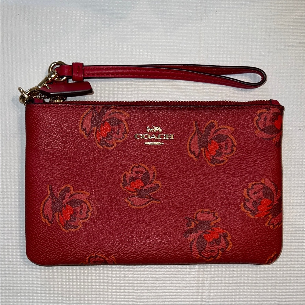 Coach Red Floral Print Wristlet
